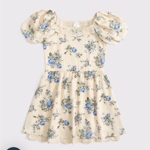Abercrombie & Fitch Floral Kids Dress in Cream and Blue